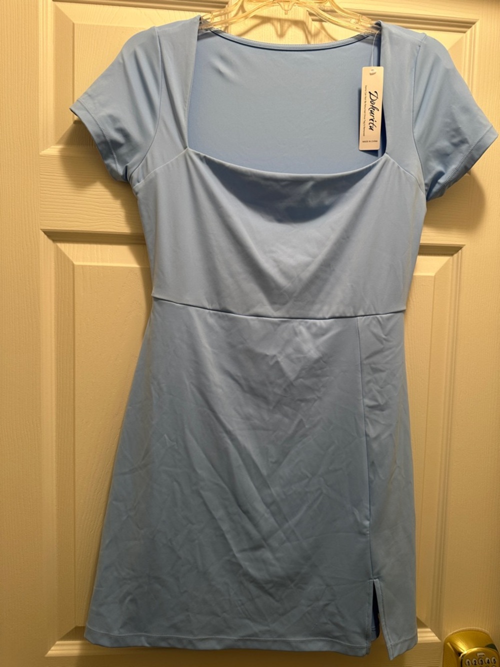 Light Blue Square Neck Mini Dress
